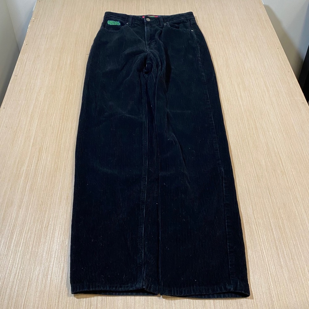 Empyre Black Corduroy Wide Leg Baggy Pants Women Size 4 Skate Streetwear Y2K - Picture 1 of 5